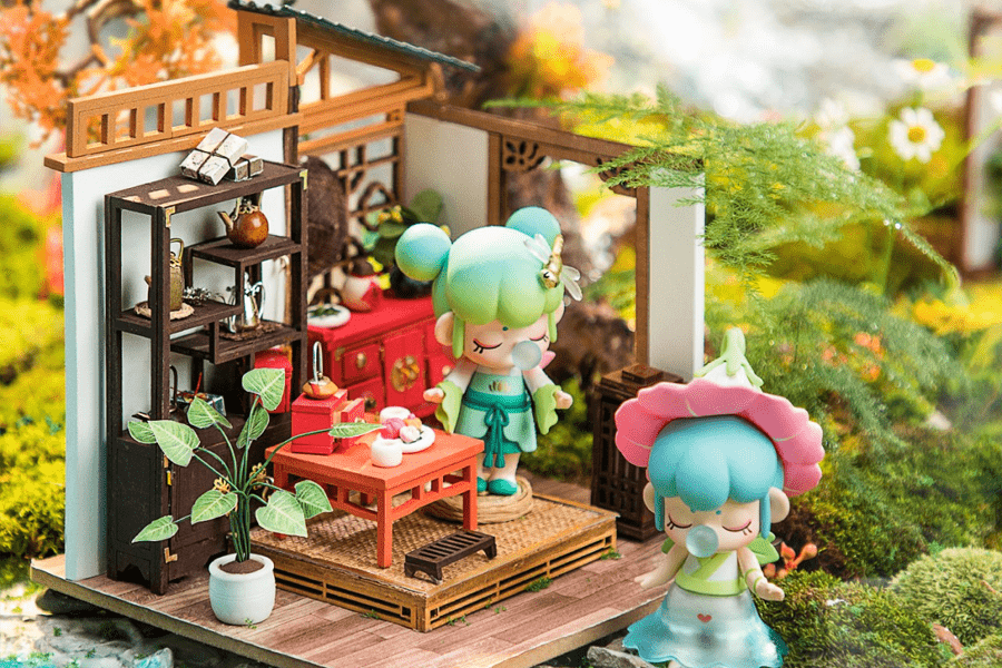 ドールハウス撮影背景ボード プールハウス＆パティオケーキカフェ追加