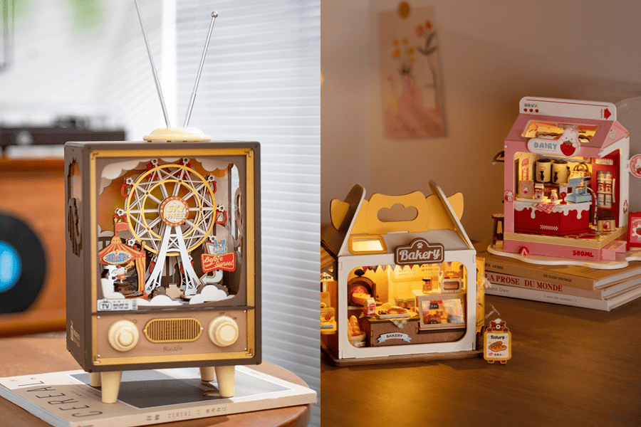 【新商品】光って回って音楽が流れるパズルと、コンセプトのかわいいミニチュアハウスが仲間入り！ - つくるんです公式